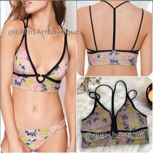 PINK Victoria's Secret Velvet Floral Bralette(P009)-Size S for Women